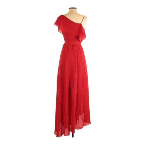 NWT Likely for Revolve Red Asymmetrical Leilani Chiffon Dress 2 - Picture 4 of 8